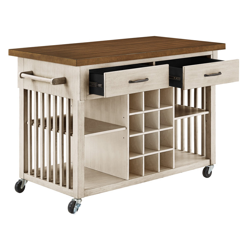 Sariyah Wood Kitchen Cart, Antique White