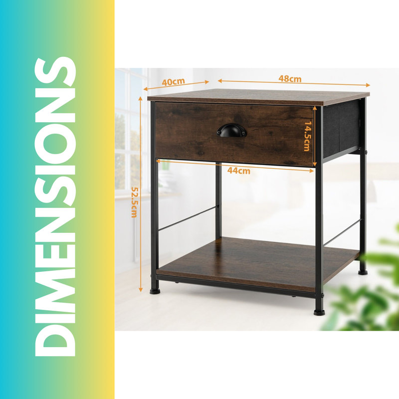 Bashuk Manufactured Wood 2 Bedside Tables with Storage Drawers End Side Table