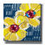 «Yellow Poppies on Blue» par Linda Woods, reproduction d'art sur toile tendue-24810218