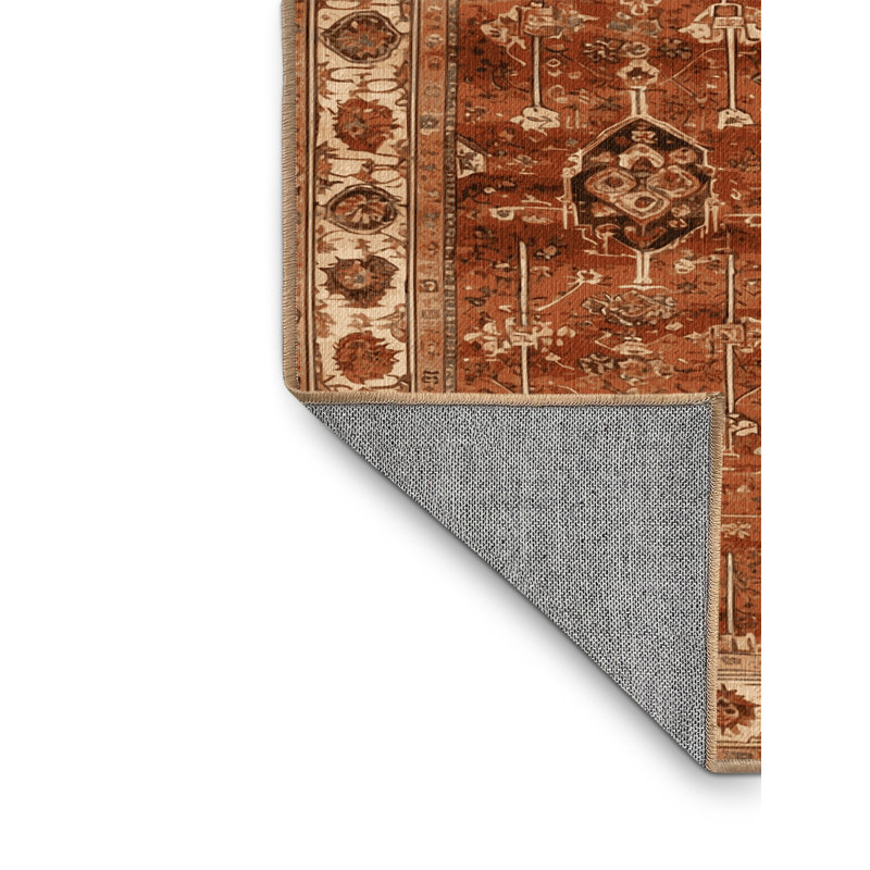 Tapis brun turc lavable à la machine, Rond 5 pi