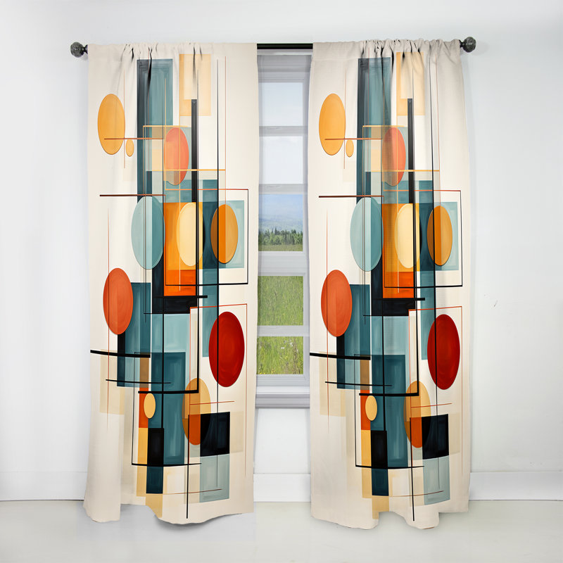 Rideau occultant coloré Mid-Century Retro Reflections IV - Mid-Century, L 52 po x L 108 po