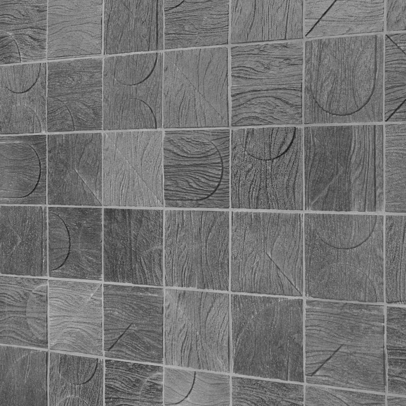 Trevino 4x4 Carved 3D Satin Basalt Stone Tile, Black