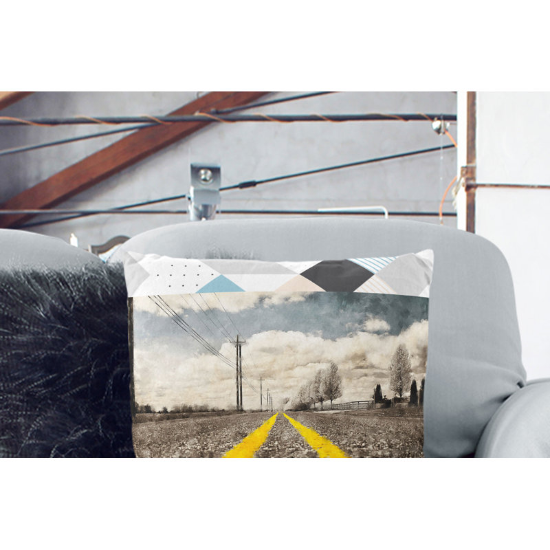 The Open Road Vol.4 Painting Square Throw Cushion, White, 40cm H x 40cm W x 15cm D