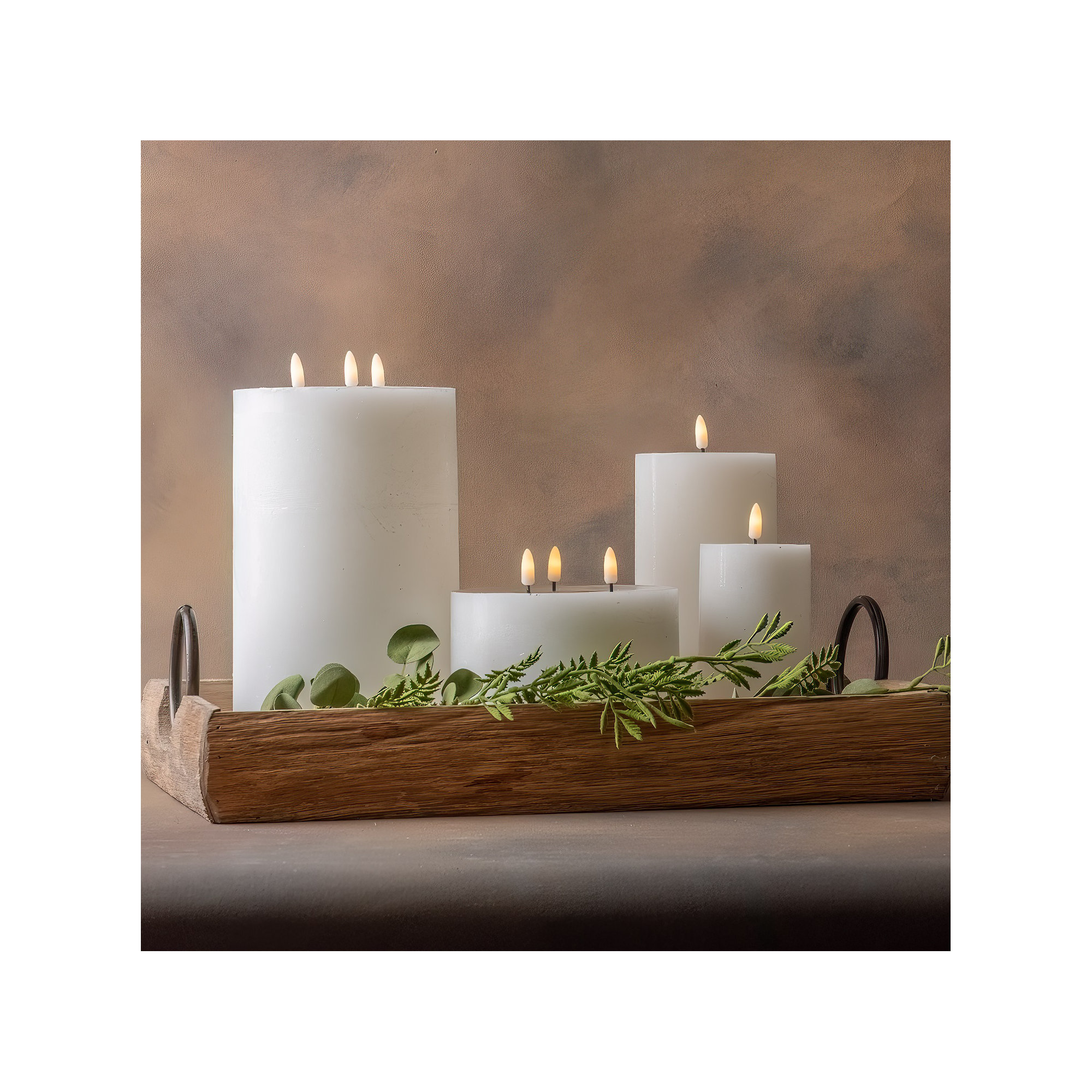 3 Wick Small Flameless Candle, White