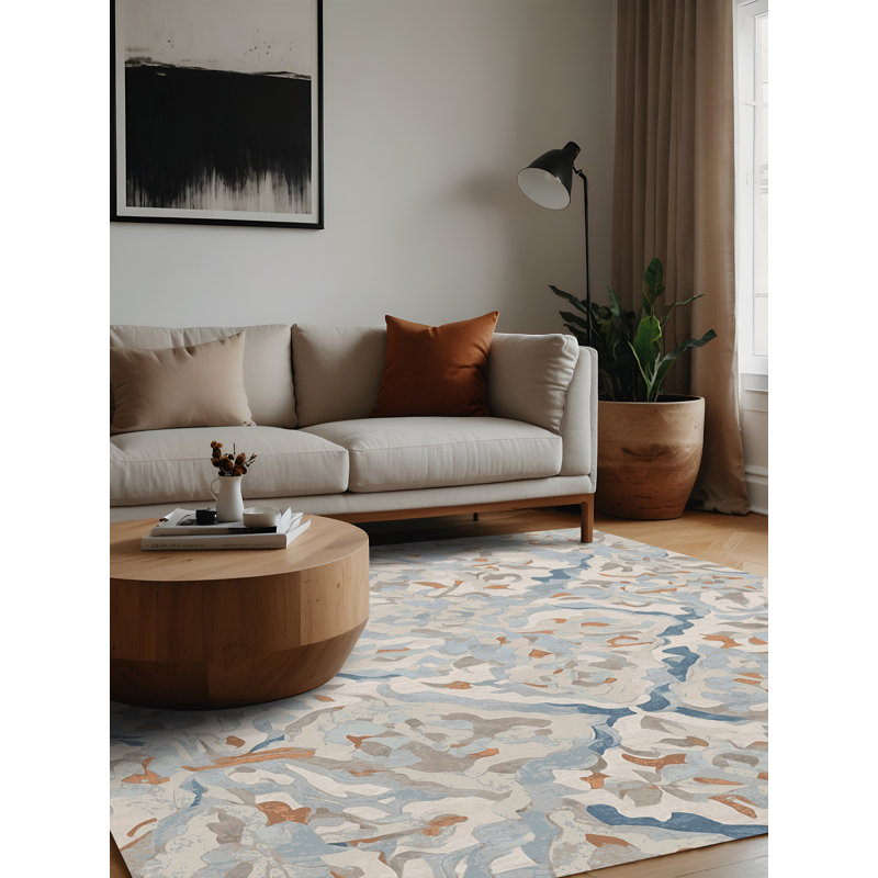 Machine Washable Gray Area Rug, Square 6'