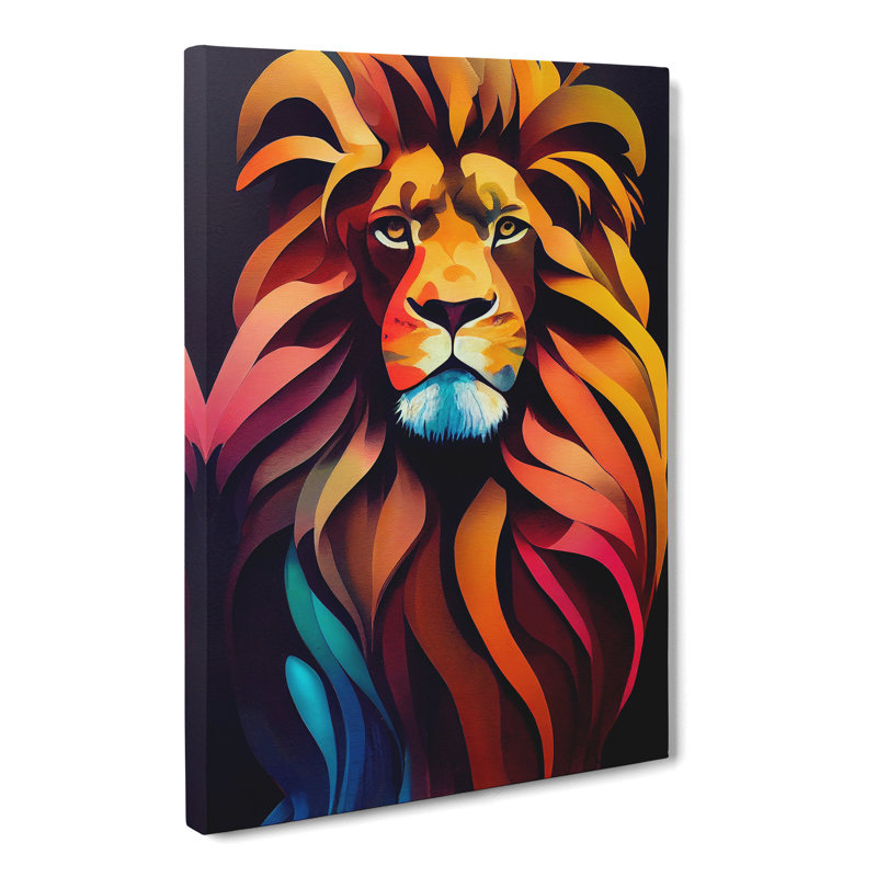 Lion Palette Knife - Wrapped Canvas, 50cm H x 35cm W x 3cm D