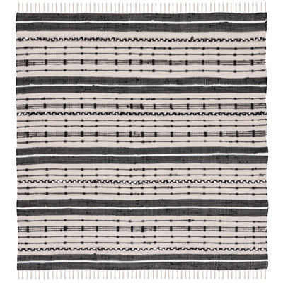 Attina Striped Flatweave Cotton Beige/Black Area Rug