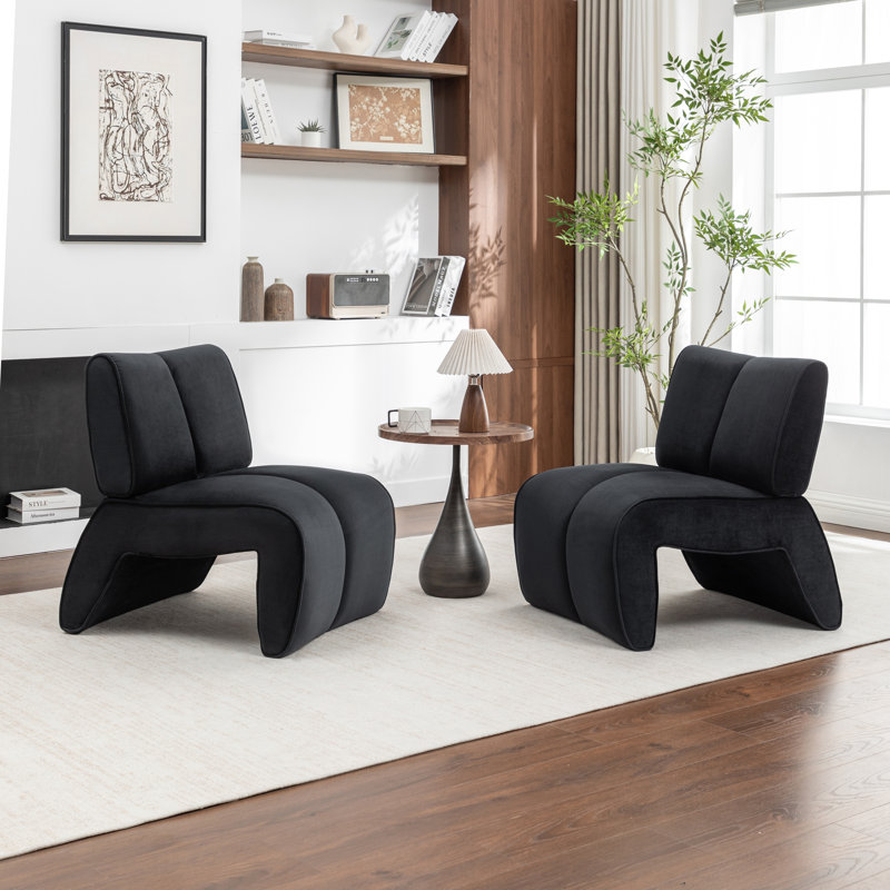 Fauteuil d'appoint en velours Angel, Noir