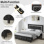 Ensemble de chambre à coucher 3 pièces, avec lit plateforme capitonné en similicuir et table de chevet DEL-1938109937-1938109943