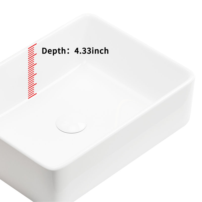 Lavabo vasque rectangulaire moderne en céramique blanche pour la salle de bain