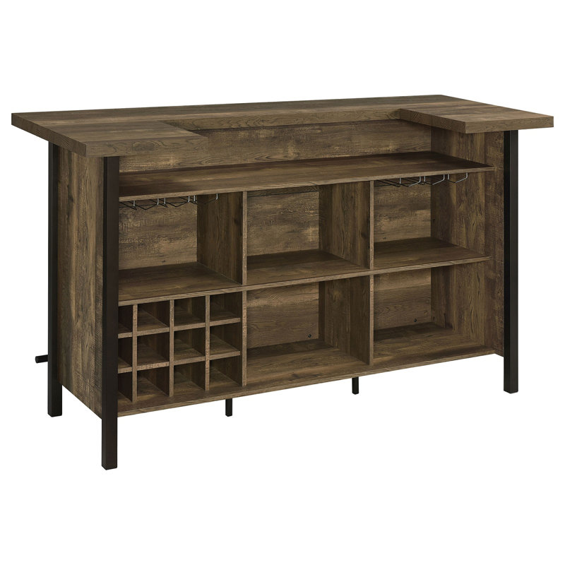 Lampton Rustic Oak Freestanding Home Bar