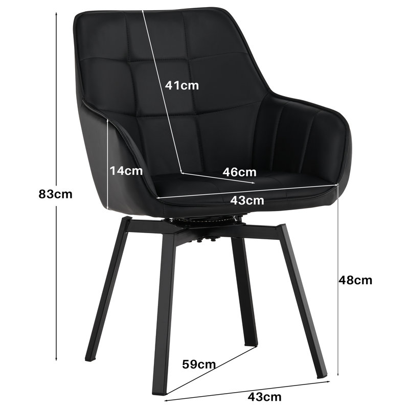 Byun 48cm H Upholstered Metal Armchair, Black