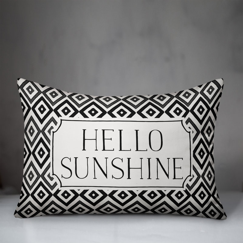 Housse de coussin rectangulaire d'extérieur Hello Sunshine, Noir