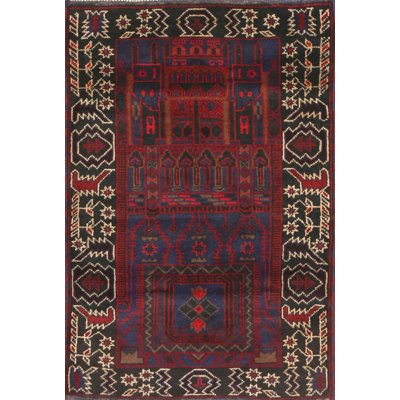 Tapis de zone rouge en laine touffeté à la main Sublett