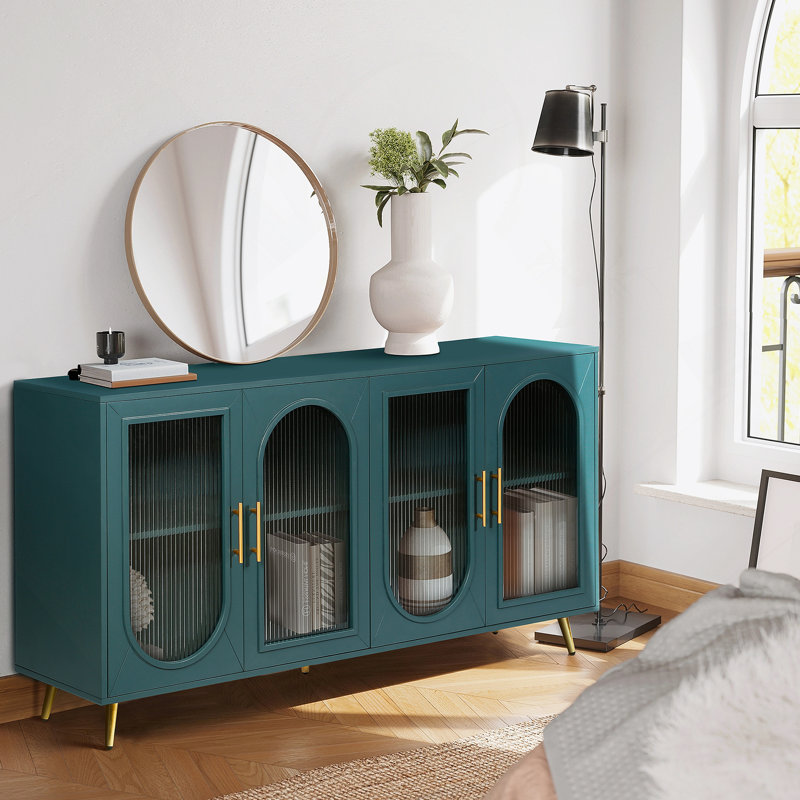 Meuble télé pour téléviseur de 65 po avec armoire de rangement et tablette réglable