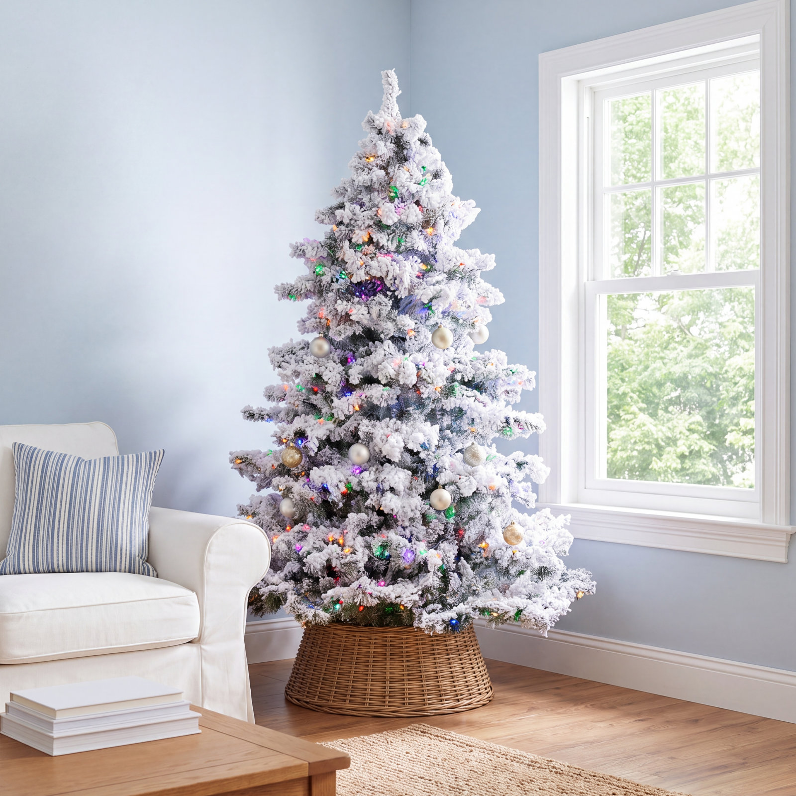 Frosted Pre-Lit Pine Christmas Tree, 5.5' H