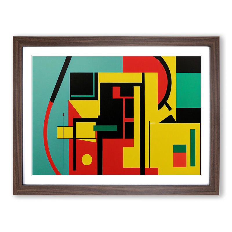 Abstract Bauhaus Art Vol.5 - Single Picture Frame Painting, Walnut, 25cm H x 34cm W x 2cm D