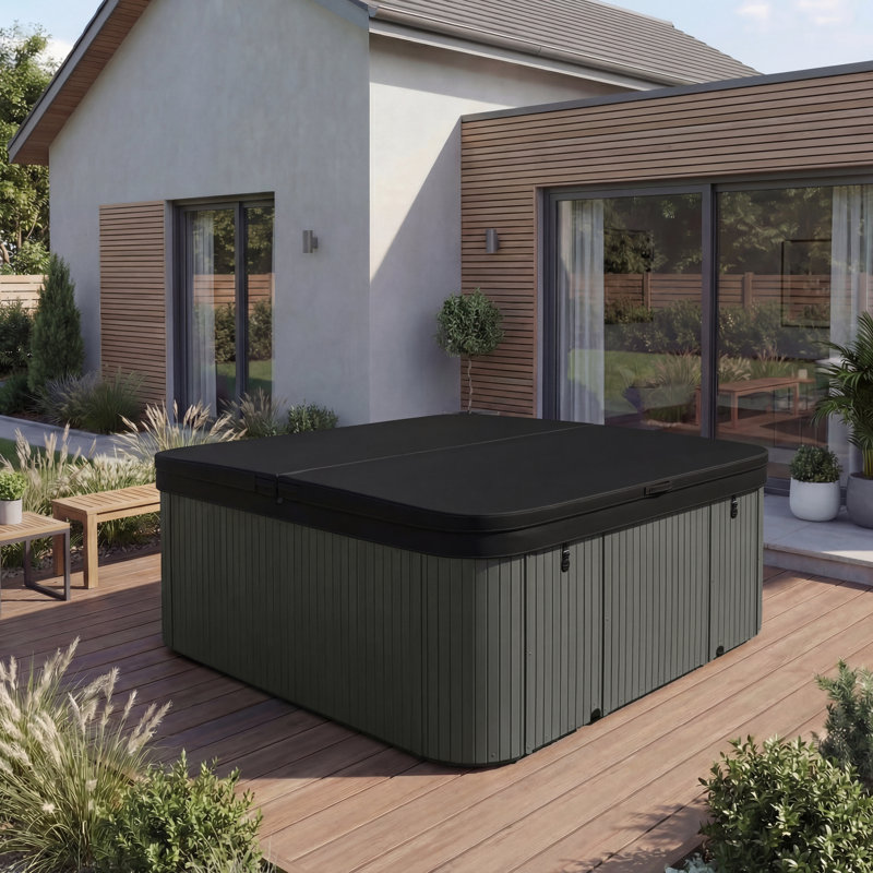 Spa carré à 90 jets pour 7 personnes à 90 jets avec ozonateur Lifesmart LS700DX, Gris bord de mer / coquillage blanc arctique