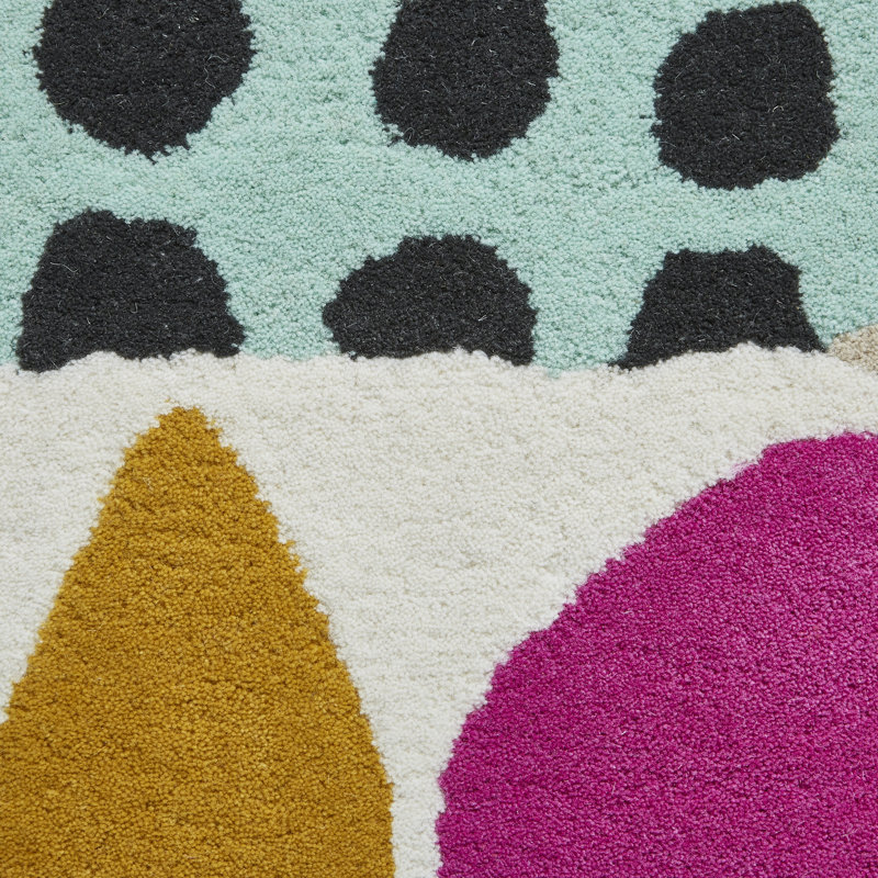 Inaluxe Favela Wool Hand Tufted Cream/Blue/Black Rug, Rectangle 160 x 220cm