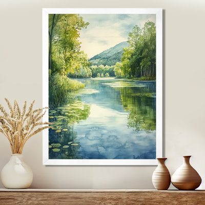 Lumière printanière bleue et douce II - Tableau encadré Maison et chalet