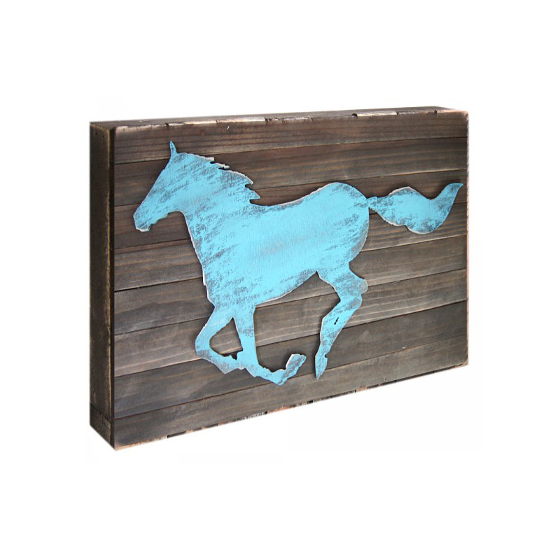 Décoration murale en bois shabby élégance cheval rustique, H 9 po x l 12 po x P 1,5 po