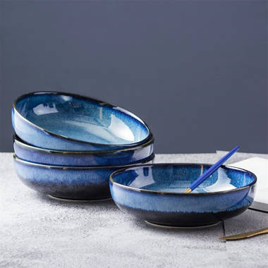 Pokini Reactive Glaze Dinnerware Sets, 12 Piece Luxury Bone China Dishware  Sets, Gilt Rim Plates and Bowls Sets for 4