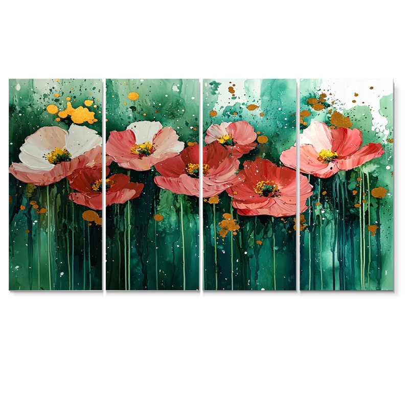 Humphries - coquelicots, art mural traditionnel, 4, H 28 po x l 48 po