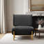Fauteuil noir en molleton Teddy - Chaise longue rétro en bois d'hévéa massif pour le salon et la chambre à coucher-1524323648-1524323663