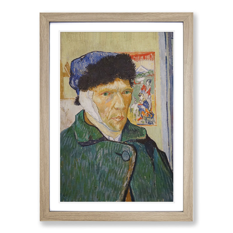 Self-Portrait with Bandage by Vincent Van Gogh - Picture Frame Painting, 48cm H x 36cm W x 2cm D, Oak Framed