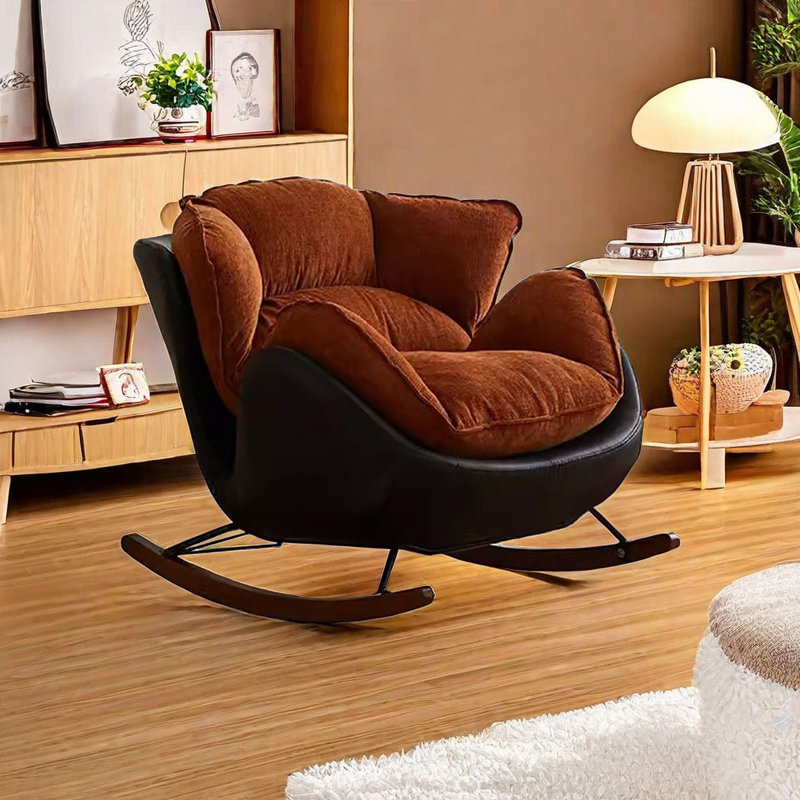 Chaise berçante simple rétro, Noir / brun