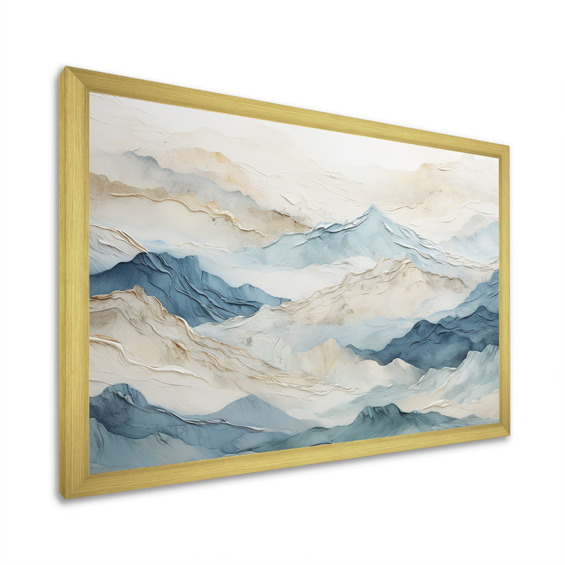 «Minimalisme gris et bleu, brise de montagne - paysage montagneux, reproduction d'art sur toile», H 12 po x l 20 po x P 1 po