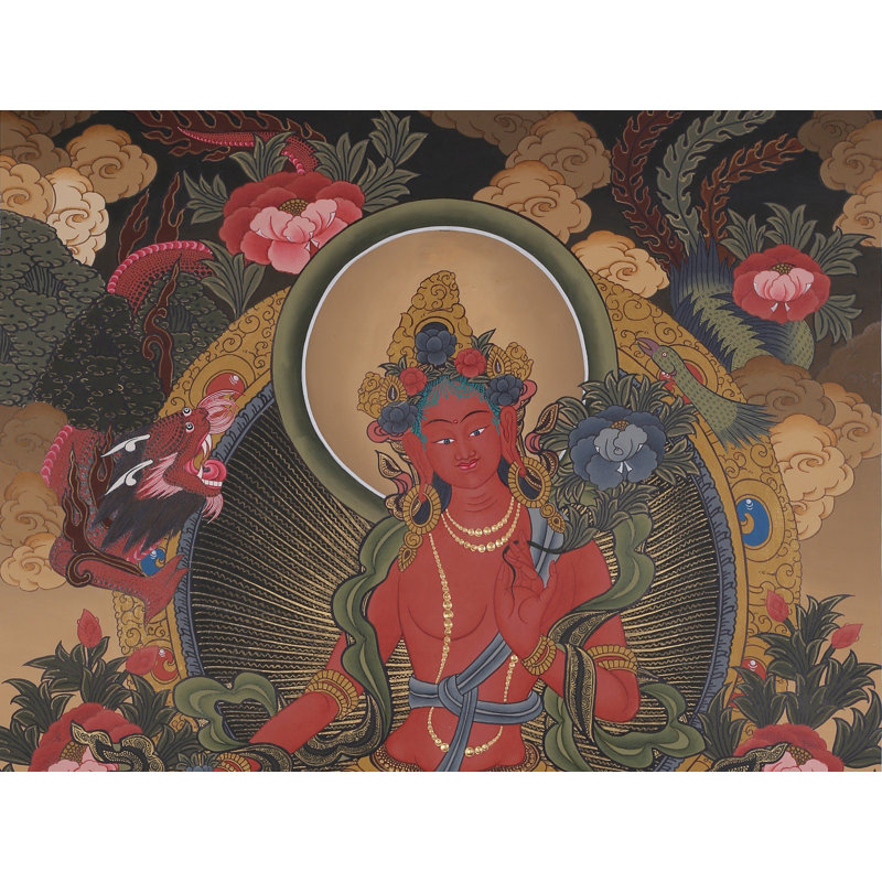 Déesse Tara - divinité bouddhiste tibétaine (Thangka sans brocart)
