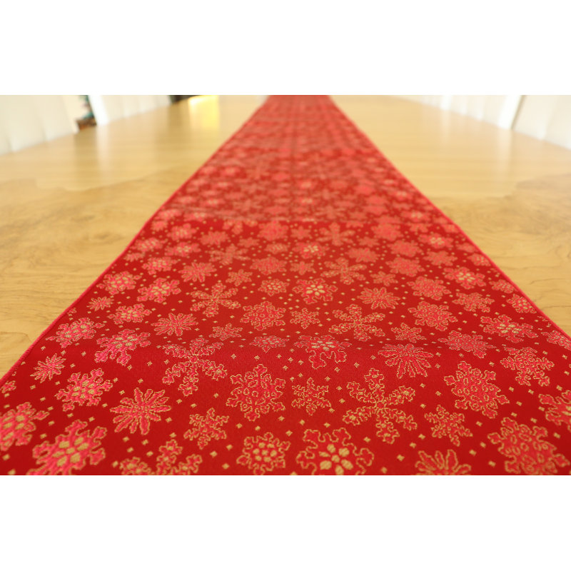 Metairie Geometric Christmas Table Runner, 90" L x 12" W, Red