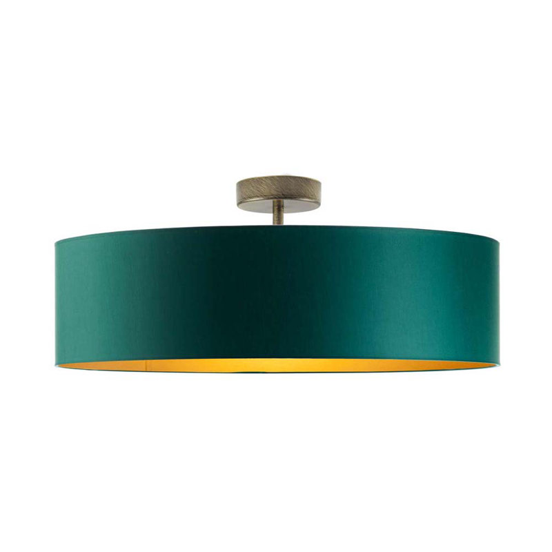 Sundquist Fabric Semi Flush Mount, Gold, Green