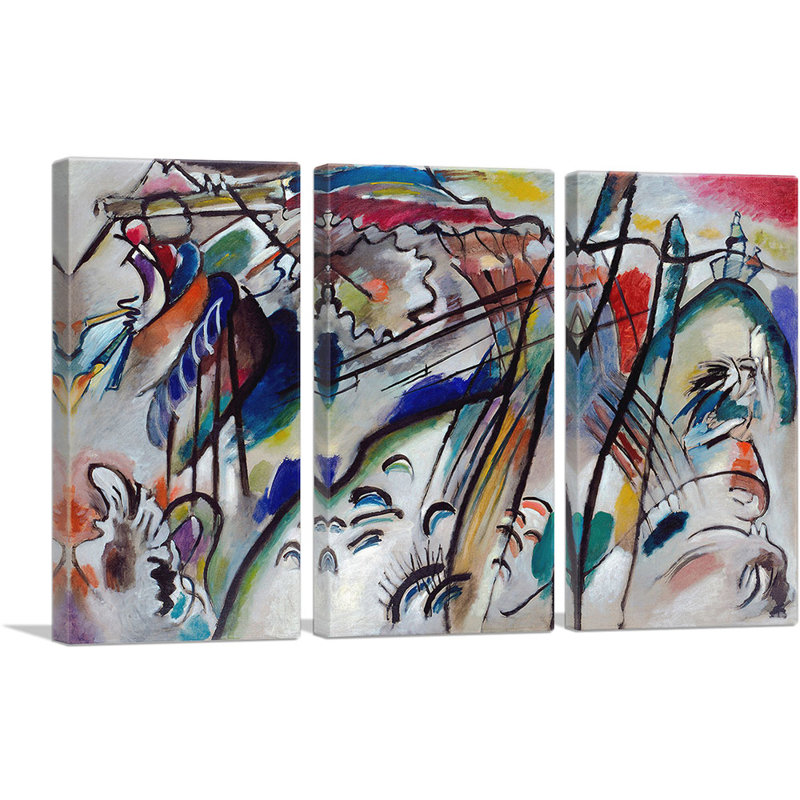 «Improvisation 28 première version 1912» par Wassily Kandinsky - ensemble de 3 reproductions sur toiles tendues