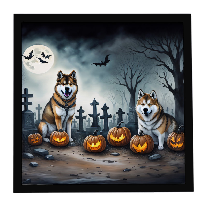 Akita Spooky Halloween, impression sur métal encadrée