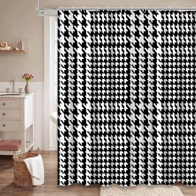 Rideau de douche à carreaux avec 12 crochets, L 72 po x l 72 po