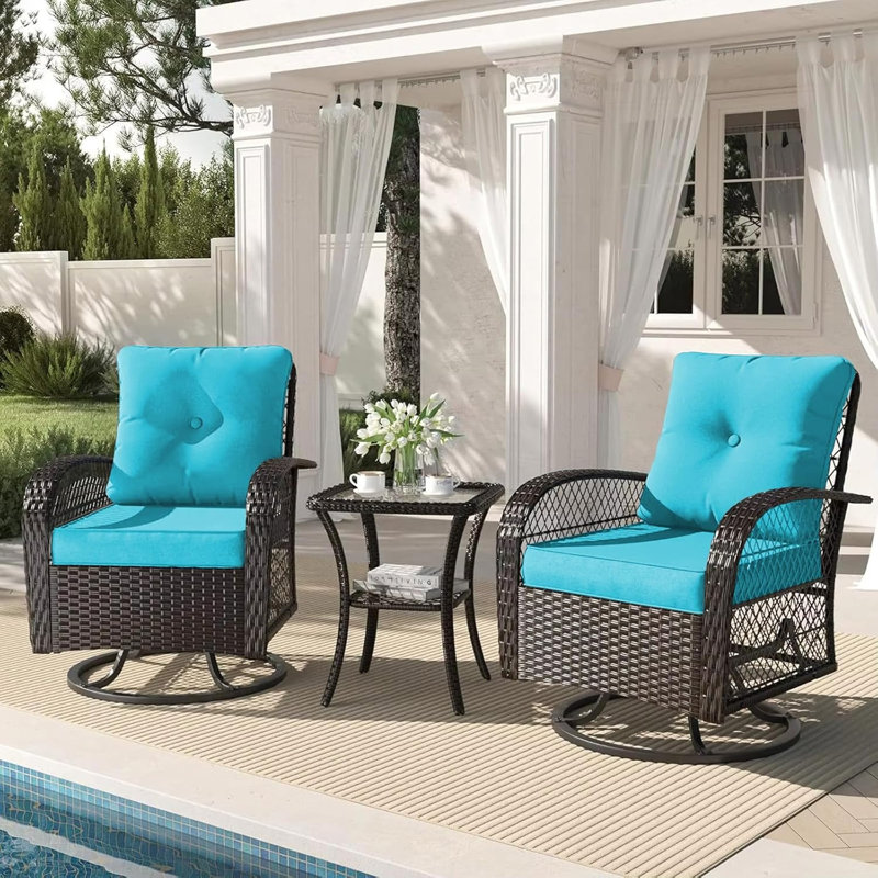 Outdoor Deep Seat Cushion Set, Waterproof Thick Deep Seating Pads, 1, Lake Blue