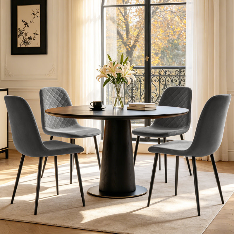 Velvet Modern Upholstered Dining Chair  , Grey