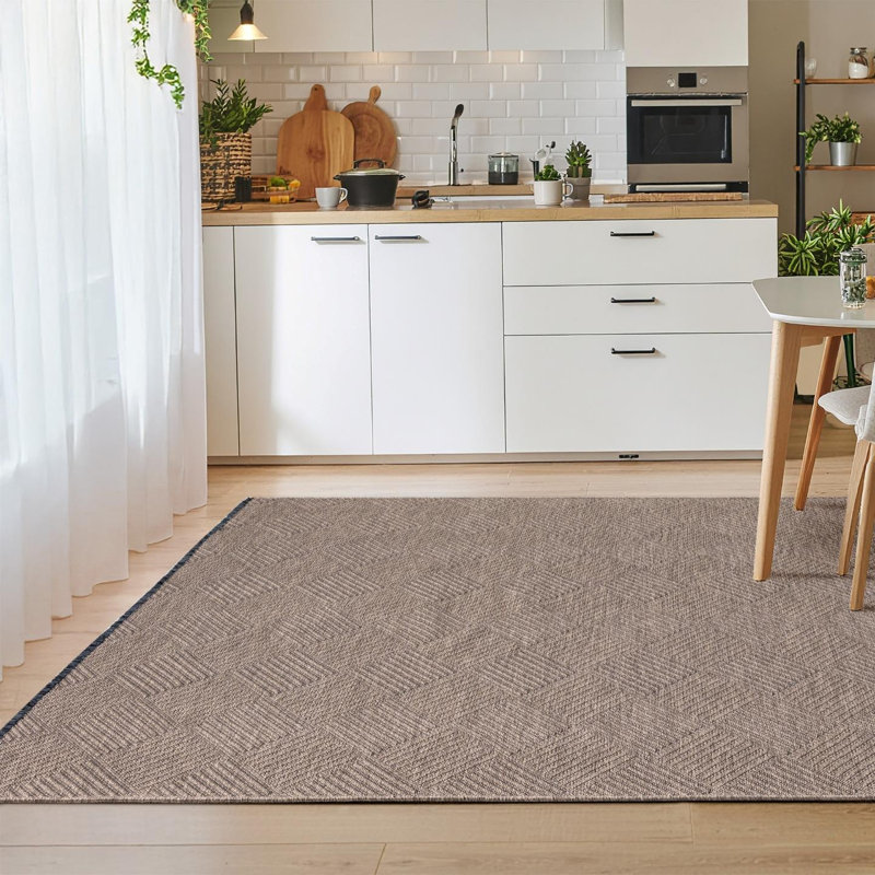 Tapis moderne à carreaux antidérapant lavable, Rectangle 5 pi x 7 pi
