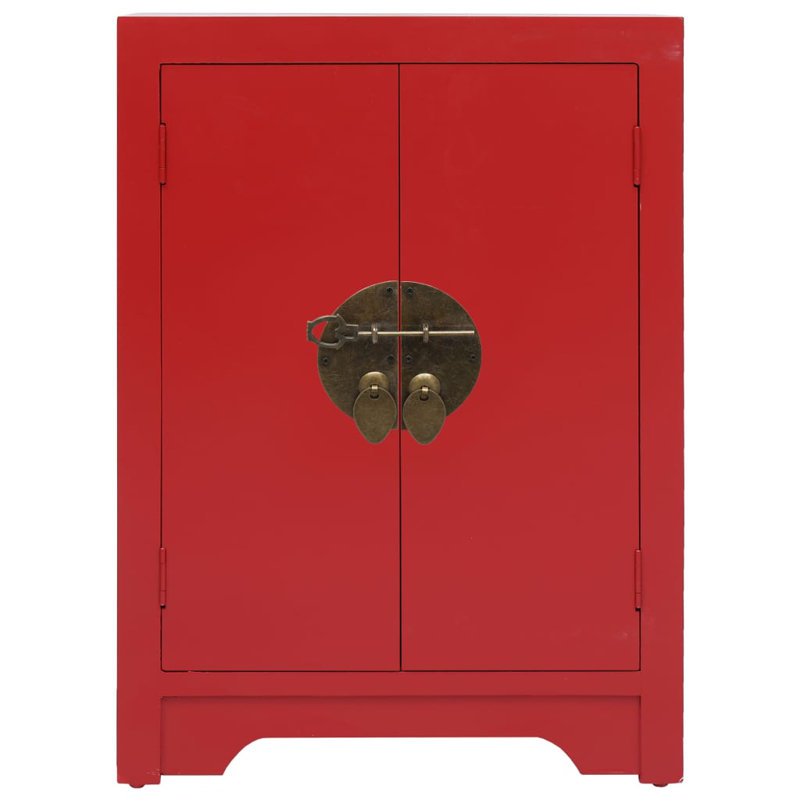 Garris 38cm W Solid Wood Bedside Table, Red