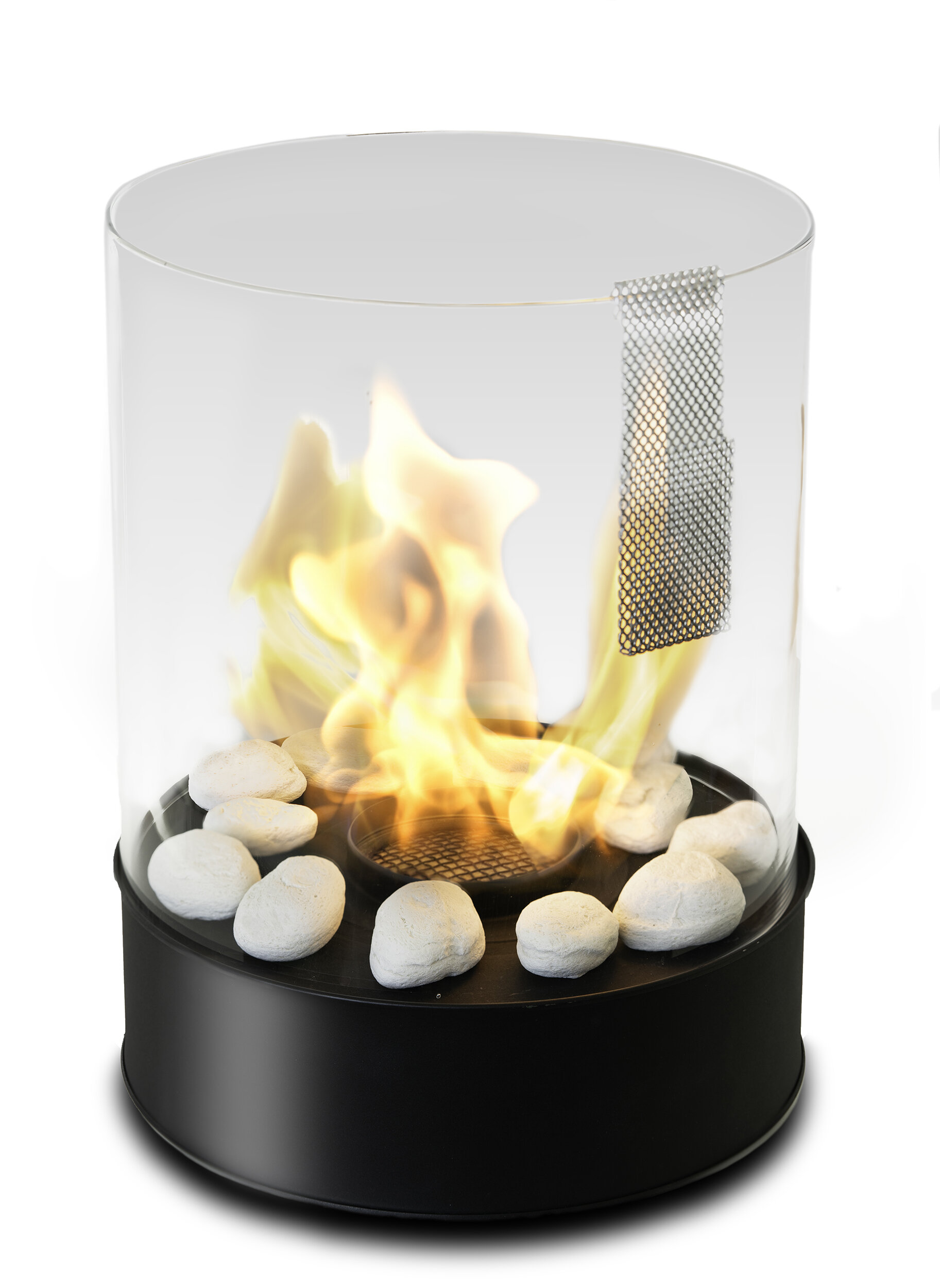 Bioethanol table fireplace In glass and steel TIZIANO 00114