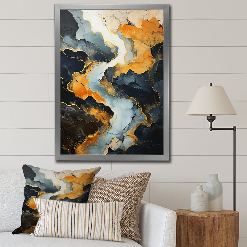 Meandering River Endless Journey V - Print on Canvas, Encadrement argenté, H 32 po x l 16 po x P 1 po