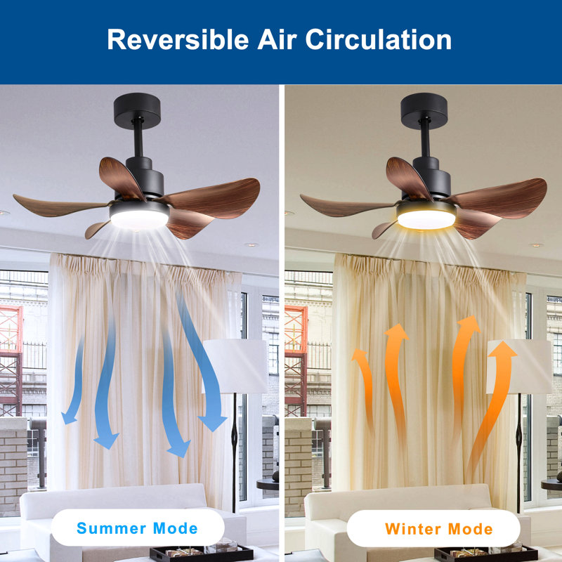 28' Ceiling Fans With Lights And Remote/App Control, Low Profile Ceiling Fans With 5 Reversible Blades 3 Colors Dimmable 6 Speeds Ceiling Fan For Bedroom Kitchen