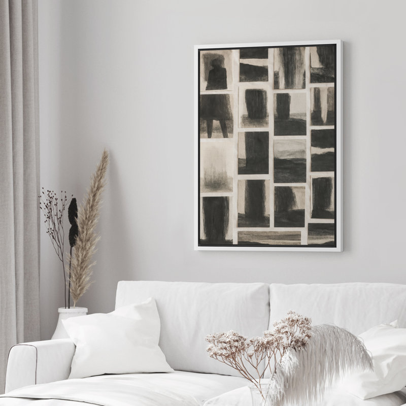 «Neutral Abstract Wall Art», reproduction d'art sur toile encadrée, H 36 po x l 24 po, Blanc