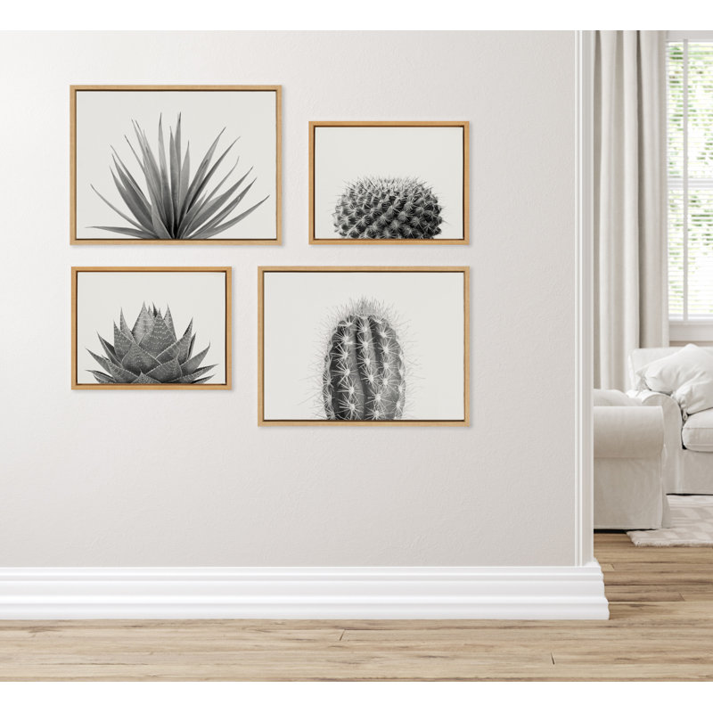 Haze Aloe Succulent, Cactus Tall, Cactus Short and Agave Succulent by The Creative Bunch Studio Framed Canvas Wall Art Set