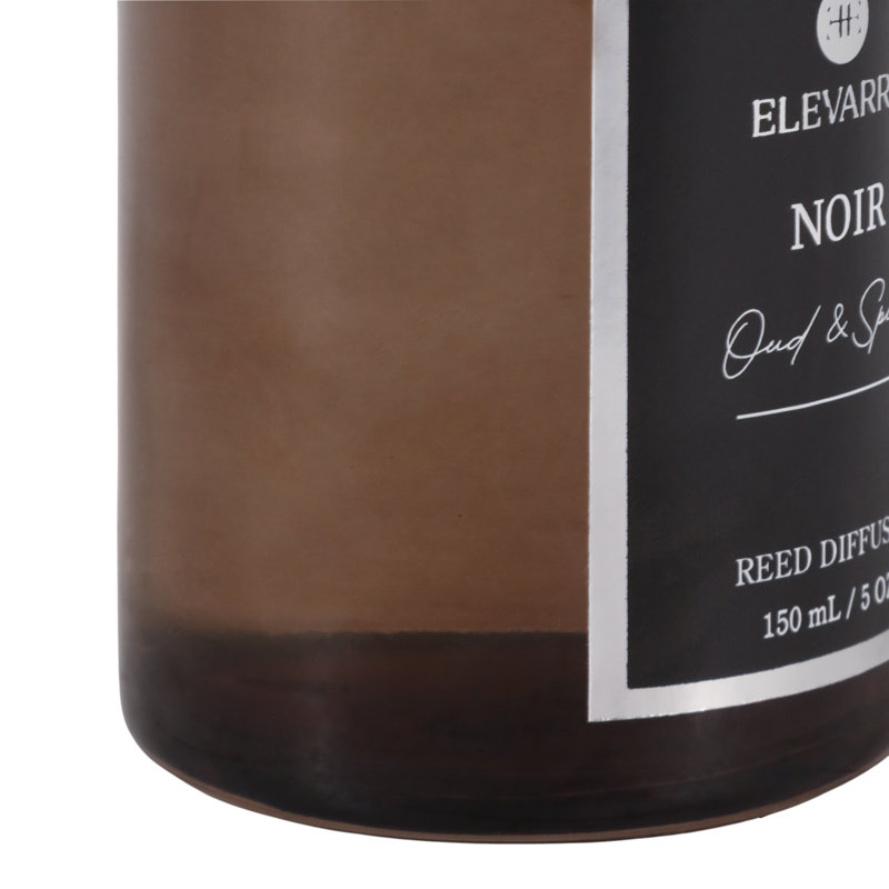 Ensemble de diffuseurs et bâtonnets de roseau Contemporary pour parfum d'ambiance - Parfum aromatique sans flamme moderne pour le salon ou la salle de bain - 8 po, noir