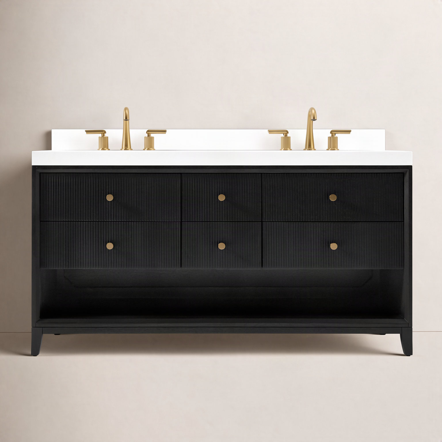 Momo Oak Single Bathroom Vanity, Black Oak, 60"