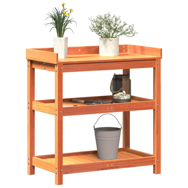 Wood Potting Bench, Wax brown