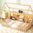 Twin House Bed With Led Strip And Book Compartment - Efficient Storage Natural Wood Guardrail Quality For-502620529